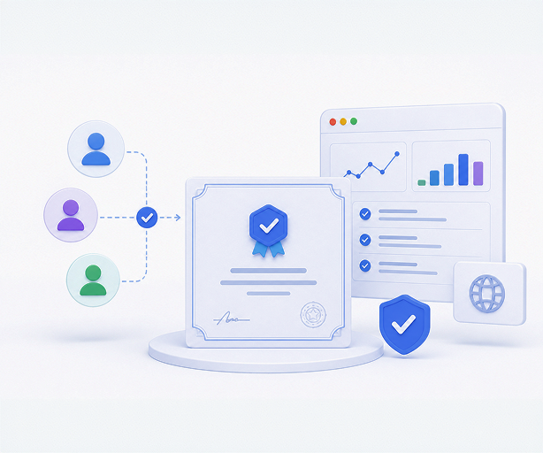 Vdocs.io outcome showing recipient showcasing verified credentials across platforms